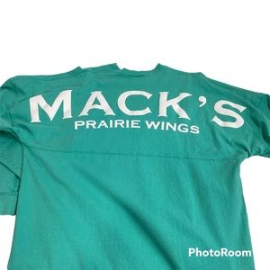 Spirit Jersey Mack's Prairie Wings Oversized Medium Green/Blue 100%cotton Casual